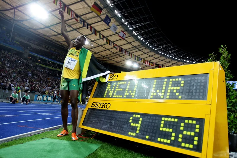 Kỷ lục 100m nam 9,58 giây của Usain Bolt là một trong những thành tích vĩ đại nhất lịch sử điền kinh.